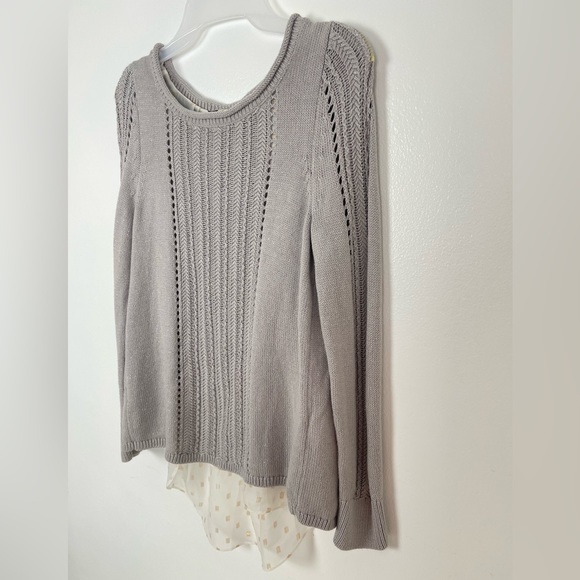 Lucky Brand Layered Split Back Metallic Sweater Gray Cream Gold Womens Size XS - Picture 4 of 14